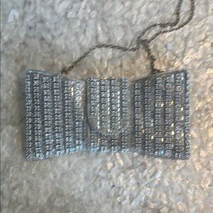Sparkling Silver Bow Evening Bag